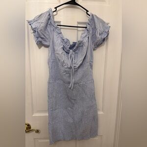 IN THE BEGINNING Women’s Light Blue Off Shoulder Smocked Dress Size L